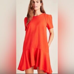 NWT Anthropologie Maeve Rousseau Puff Short Sleeves Flounced Mini Dress Size 8